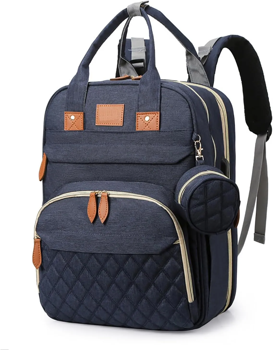 BosiBozi Baby Diaper Bag Backpack- Large Capacity Changing Station, Waterproof & Dust Resistant Baby Bag For Mom Dads, Stylish Travel Diaper Bag With Charging Port, Mosquito Net & Pacifier Case