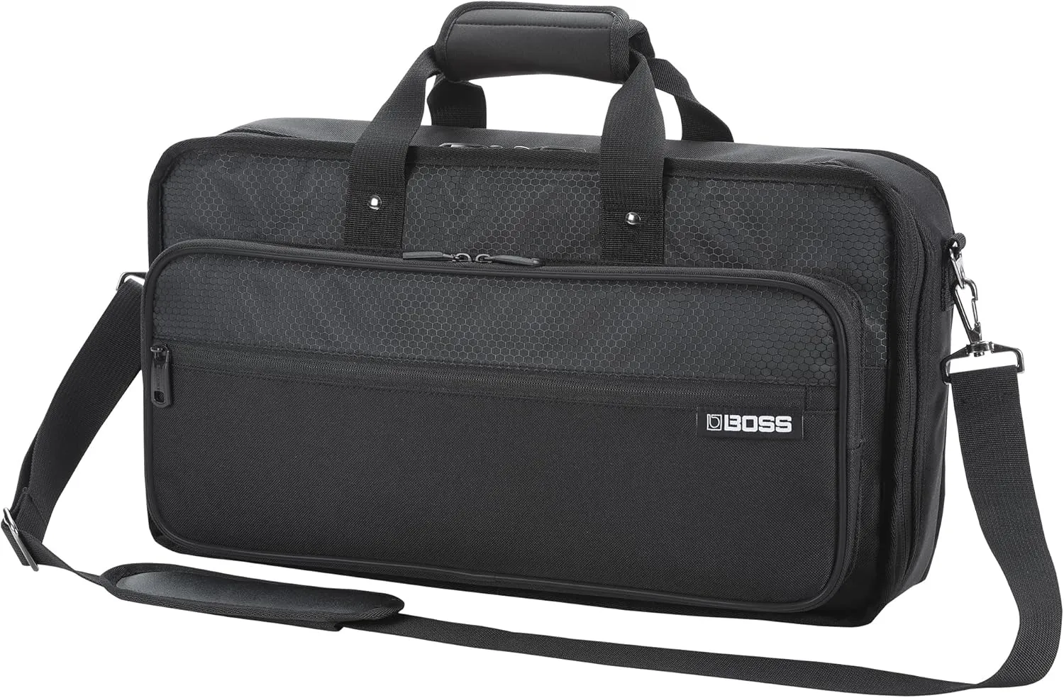 BOSS CB-BM-M Lightweight Multi-Effects Unit Carrying Case with Polyester Exterior, Soft Micro-Fleece Interior, Detachable Shoulder Strap, and Rugged Zipper Pull (Medium, Black)