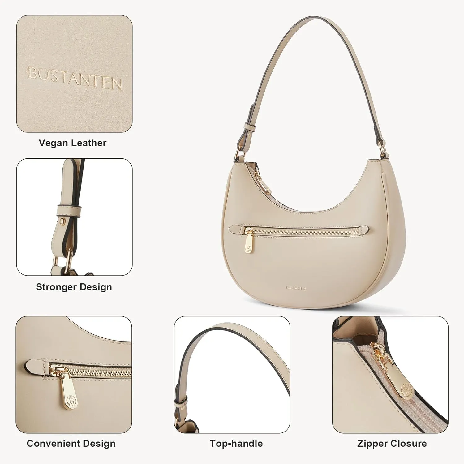BOSTANTEN Small Purses for Women Trendy Cresent Shoulder Bag Hobo Handbags