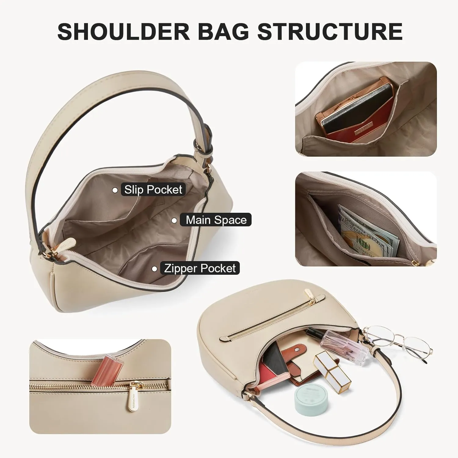 BOSTANTEN Small Purses for Women Trendy Cresent Shoulder Bag Hobo Handbags