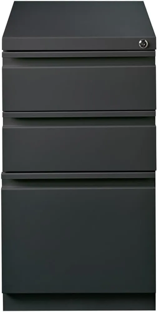 BOWERY HILL 3-Drawer Modern Metal Mobile Pedestal File Cabinet in Charcoal