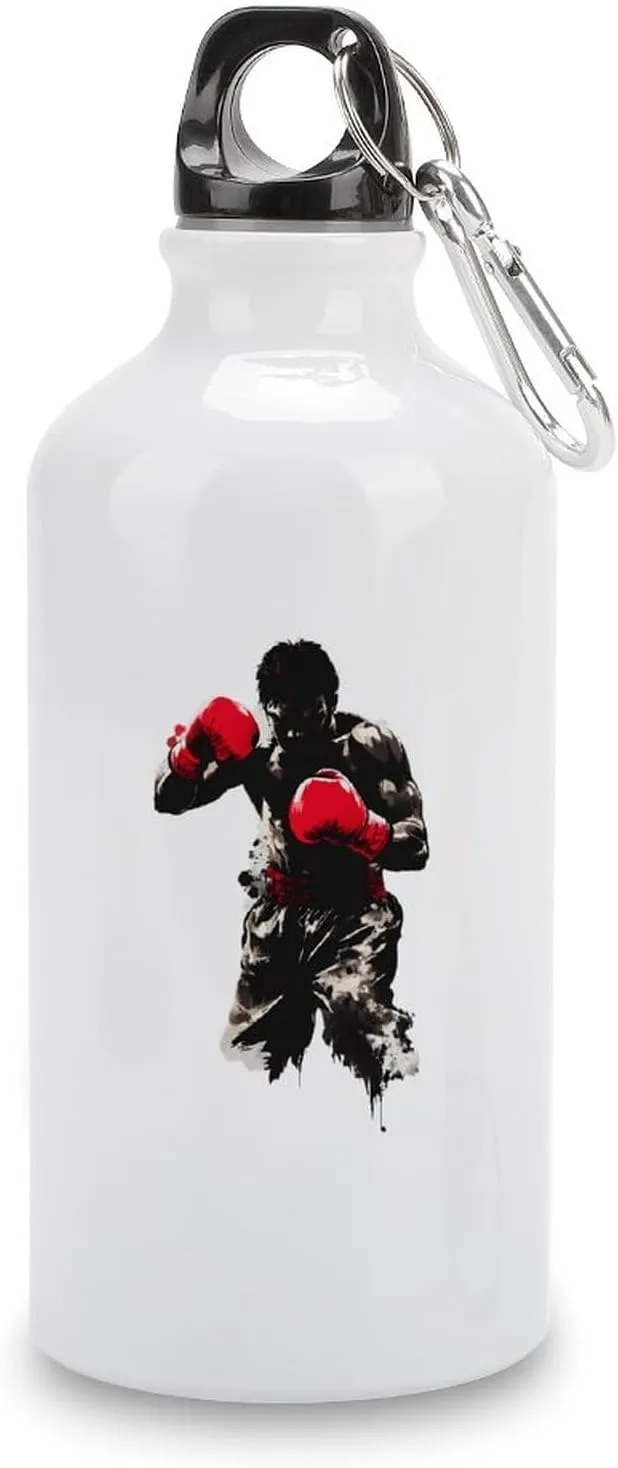 Boxer Boxing Gloves Aluminum Sport Water Bottle Lightweight Leak Proof with Twist Cap Buckle for Gym Cycling Fishing 400ml