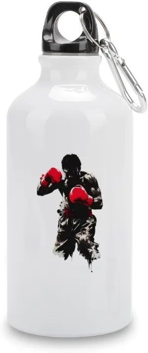 Boxer Boxing Gloves Aluminum Sport Water Bottle Lightweight Leak Proof with Twist Cap Buckle for Gym Cycling Fishing 400ml