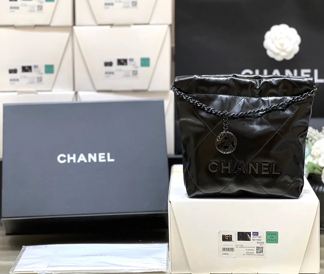 Boxing Day sale bag lambskin hobo Exclusive access 20cm cc22 CHANEL all mini black