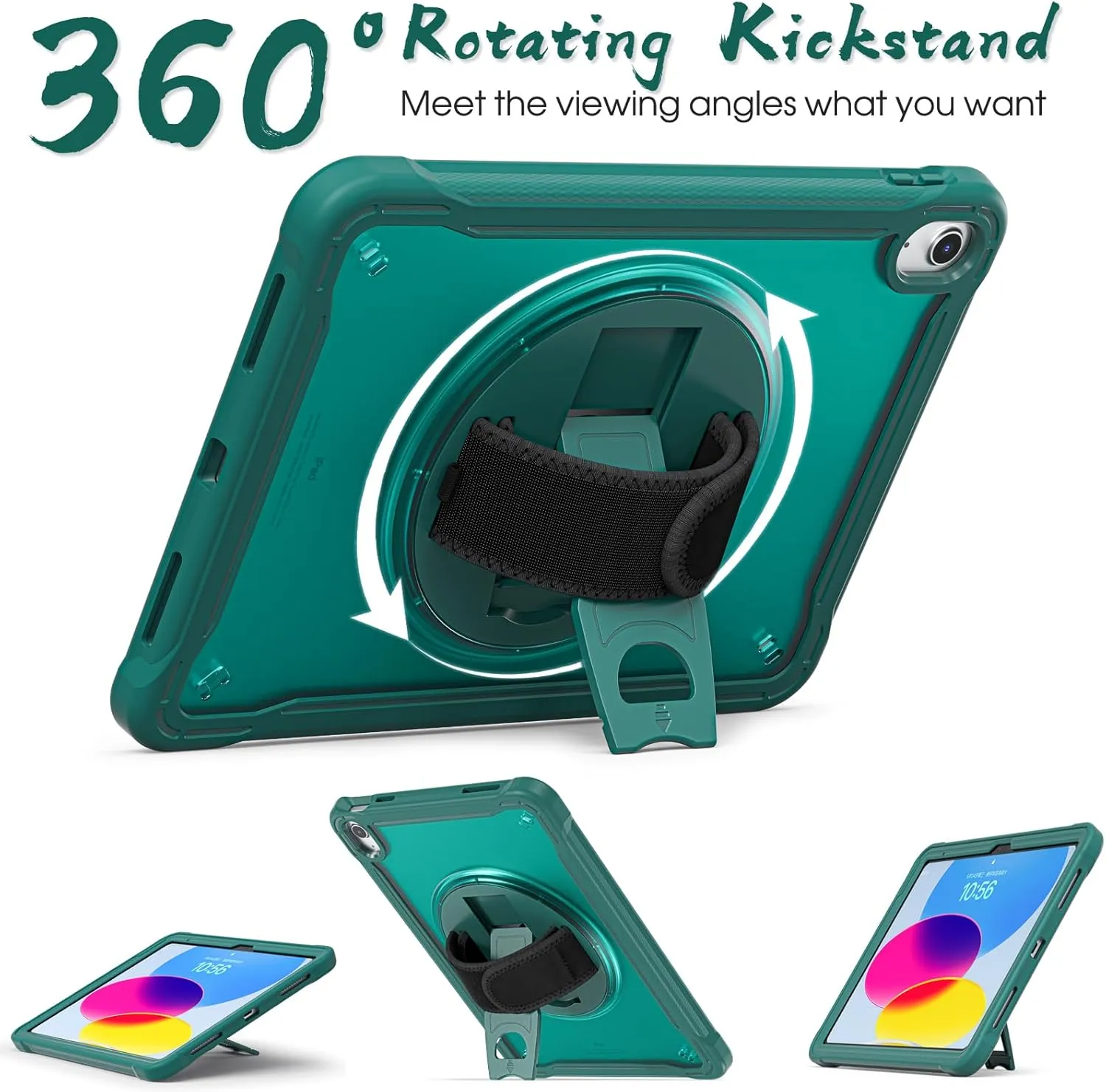 BRAECNstock case for iPad (A16) 11th Generation 11 inch 2025 &10th Generation 10.9 inch 2022,Fully Rugged Protective Cover for Kids with Screen Protector,Pencil Holder,Rotating Stand,Hand Strap