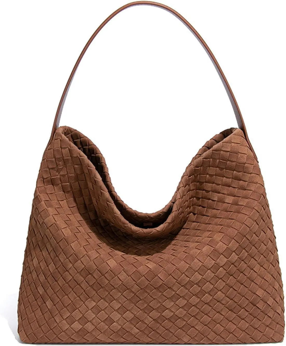 Braided Leather Tote Bag for Women - Stylish Suede Hobo Shoulder Bag with Woven Detailing