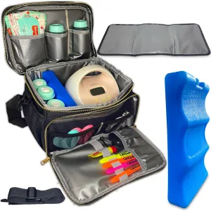 Breast Pump Bag - Breast Milk Cooler Travel Bag, Pumping Bag, Diaper Tote Bag, Pumping Bag for Work, Breast Pump Bag with Cooler Ice Pack, Compatible with Spectra S1, S2