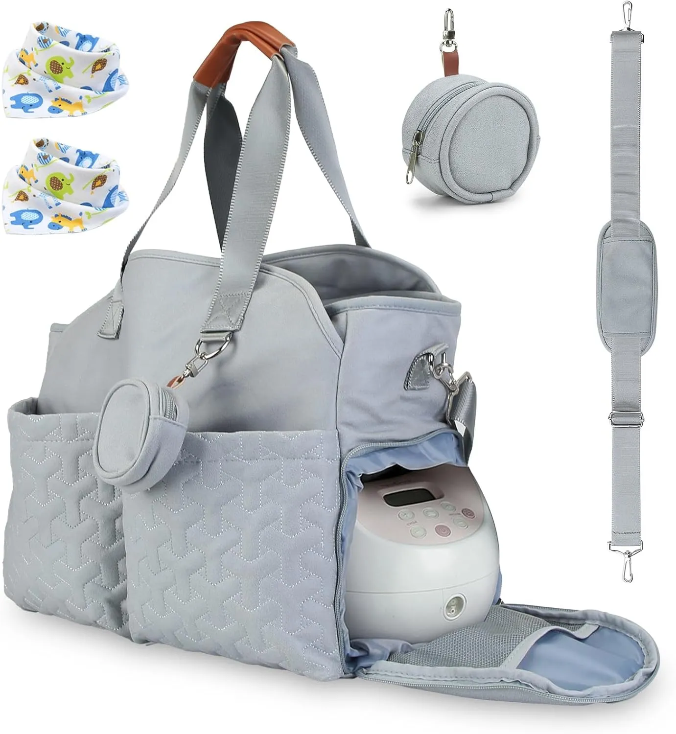 Breast Pump Bag Diaper Tote Bag with Detachable Shoulder Strap Fit Most Breast Pumps Like Medela, Spectra S1, S2