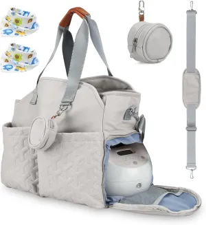 Breast Pump Bag Diaper Tote Bag with Detachable Shoulder Strap Fit Most Breast Pumps Like Medela, Spectra S1, S2