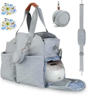 Breast Pump Bag Diaper Tote Bag with Detachable Shoulder Strap Fit Most Breast Pumps Like Medela, Spectra S1, S2