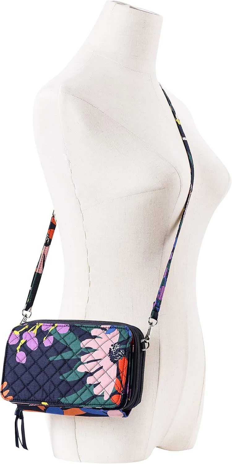 Brentano Cotton quilted double-zipper crossbody wallet purse and clutch