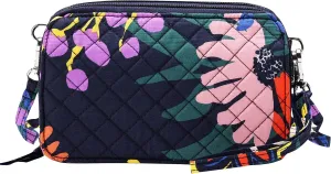 Brentano Cotton quilted double-zipper crossbody wallet purse and clutch