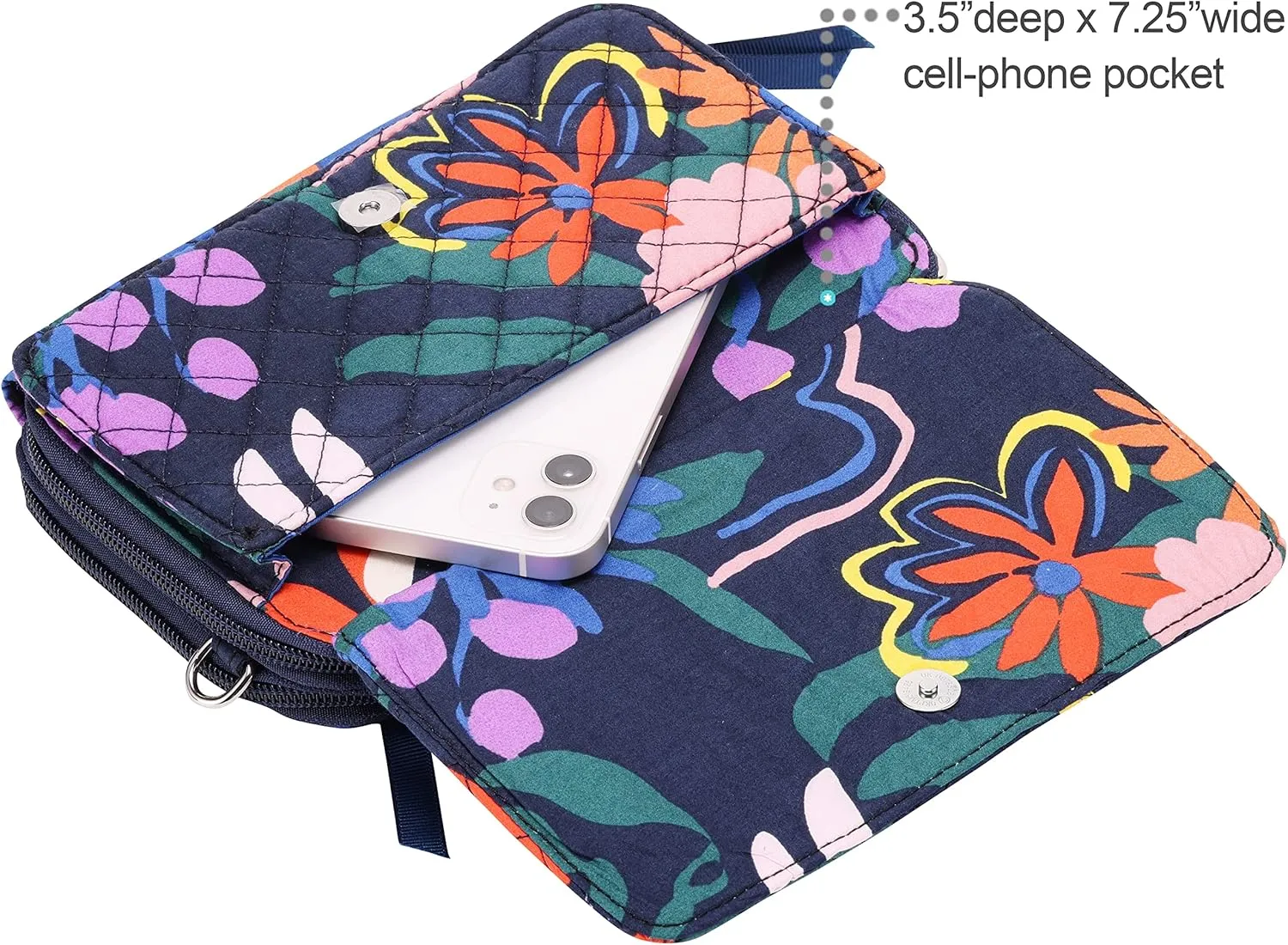 Brentano Cotton quilted double-zipper crossbody wallet purse and clutch