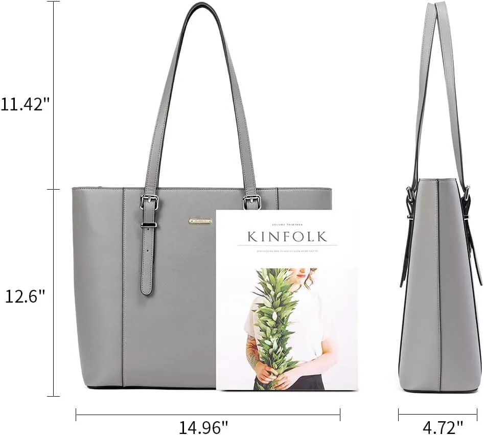 BROMEN Women Briefcase 15.6 inch Laptop Tote Bag Vintage Leather Handbags Shoulder Work Purses