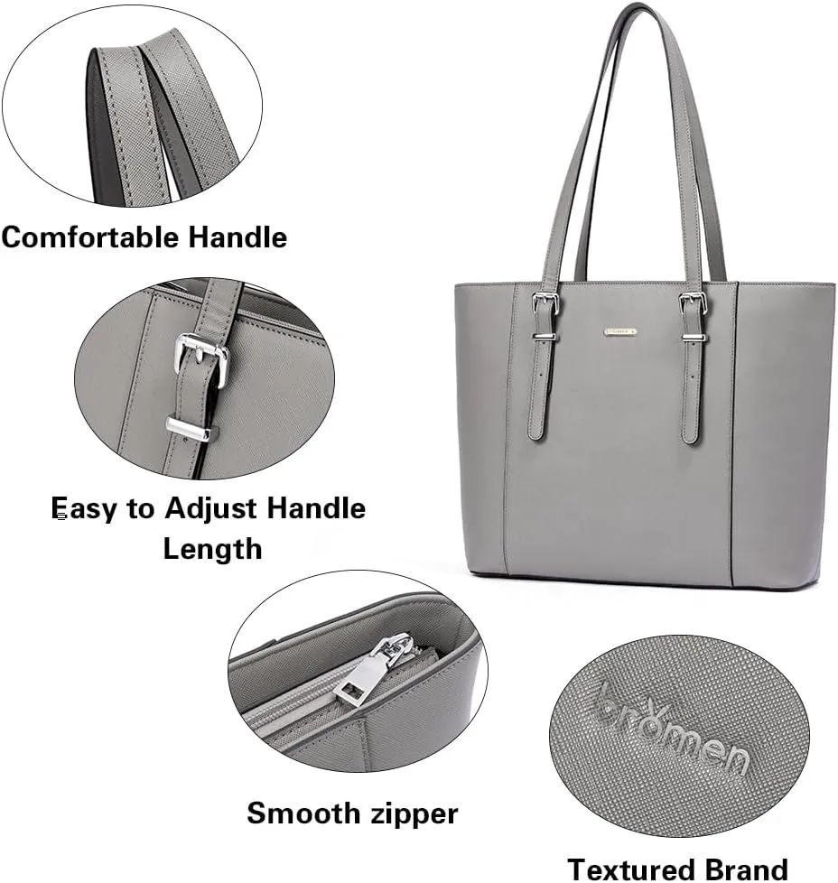 BROMEN Women Briefcase 15.6 inch Laptop Tote Bag Vintage Leather Handbags Shoulder Work Purses