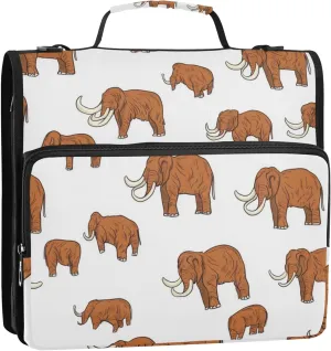 Brown Mammoth Zipper Binder Bag, 1.5 inch 3 Ring Binder File Organizer Box with Shoulder Strap, Multi-Pocket, 500 Sheet Capacity