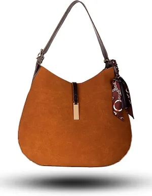 Brown Suede Crossbody Purse for Women – Soft Vegan Shoulder Bag with Tassel – Lightweight Casual Hobo Tote for Daily Use, Travel, Gifts