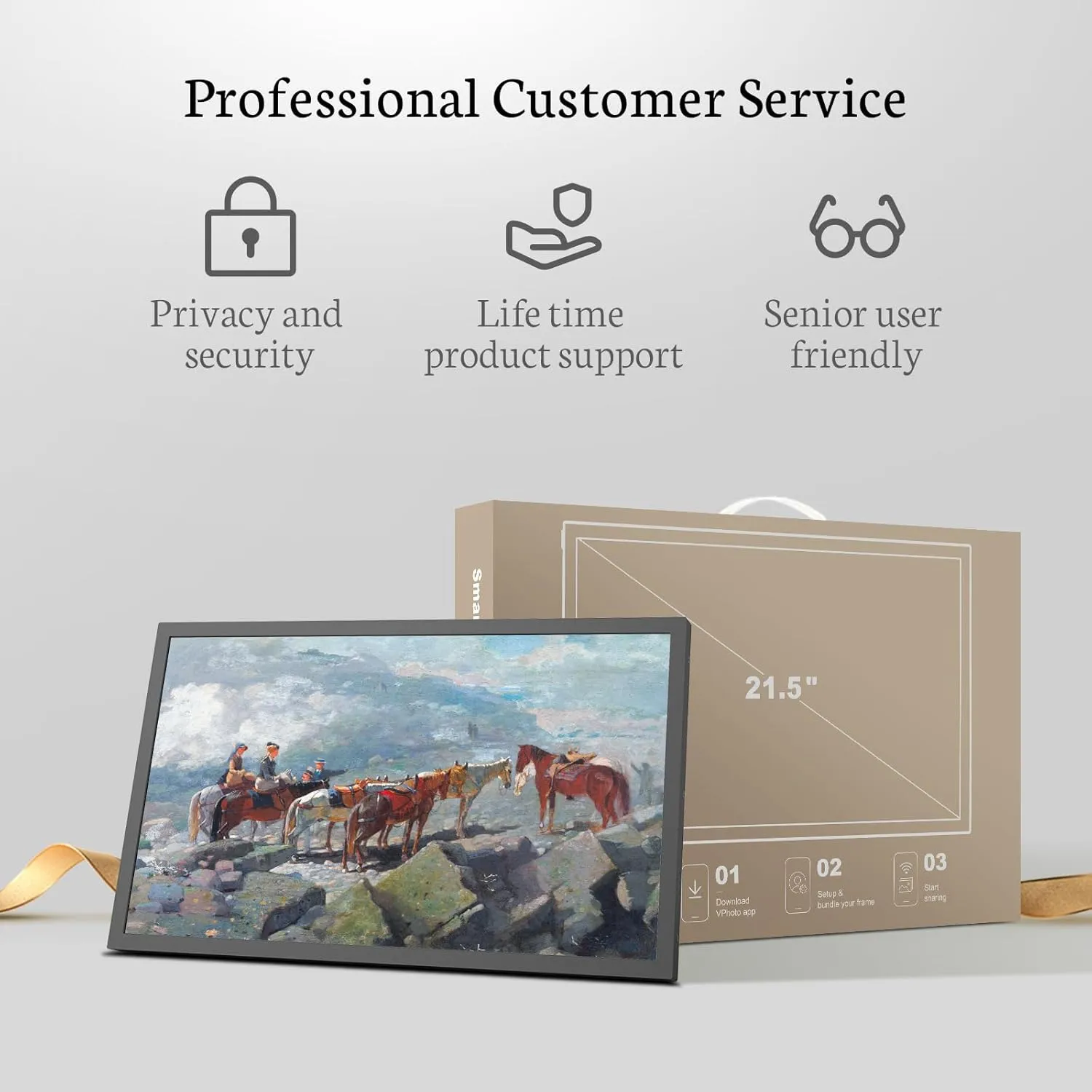 BSIMB 21.5 Inch Touchscreen Large Digital Picture Frame, 1920x1080 FHD WiFi Electronic Photo Frame Display 32GB Remote Control, Share Pictures/Videos via App/USB/SD Easy Setup Gifts for Mom, Black