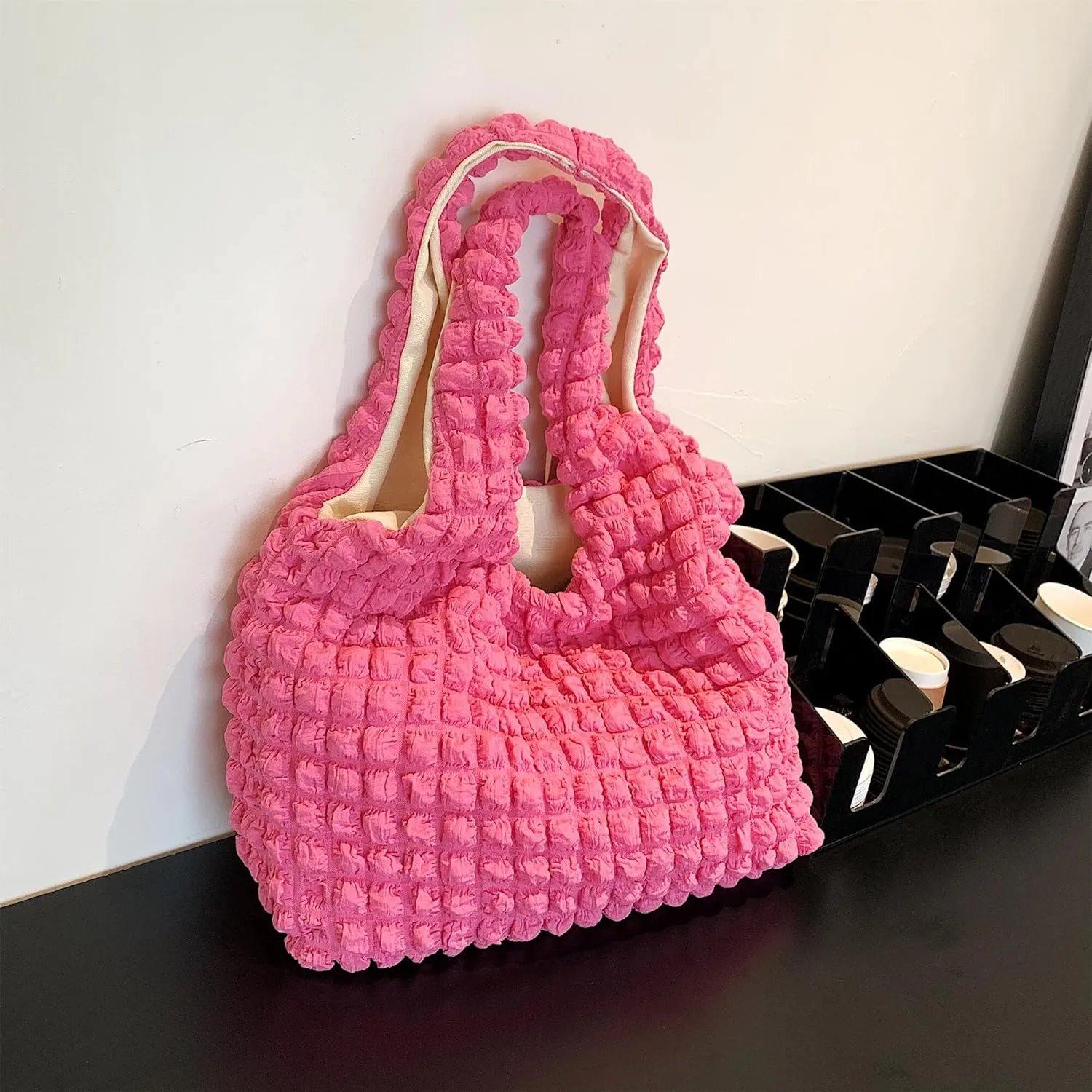 Bubble Large Shoulder Bags for Women Puff Tote Handbag and Purse Cloud Casual Shopping Travel Bag Lightweight