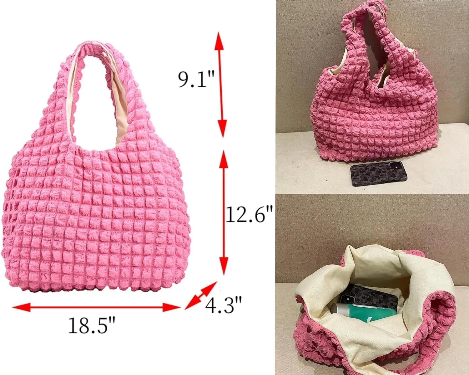 Bubble Large Shoulder Bags for Women Puff Tote Handbag and Purse Cloud Casual Shopping Travel Bag Lightweight
