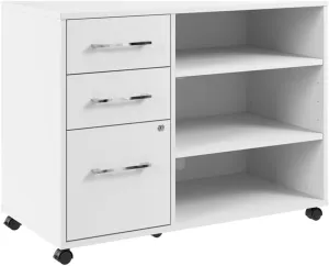Bush Business Furniture Hustle Office Storage Cabinet with Wheels in White, Mobile Organization Unit for Home and Professional Workspace