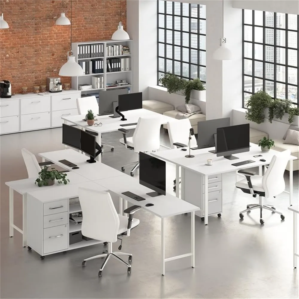 Bush Business Furniture Hustle Office Storage Cabinet with Wheels in White, Mobile Organization Unit for Home and Professional Workspace
