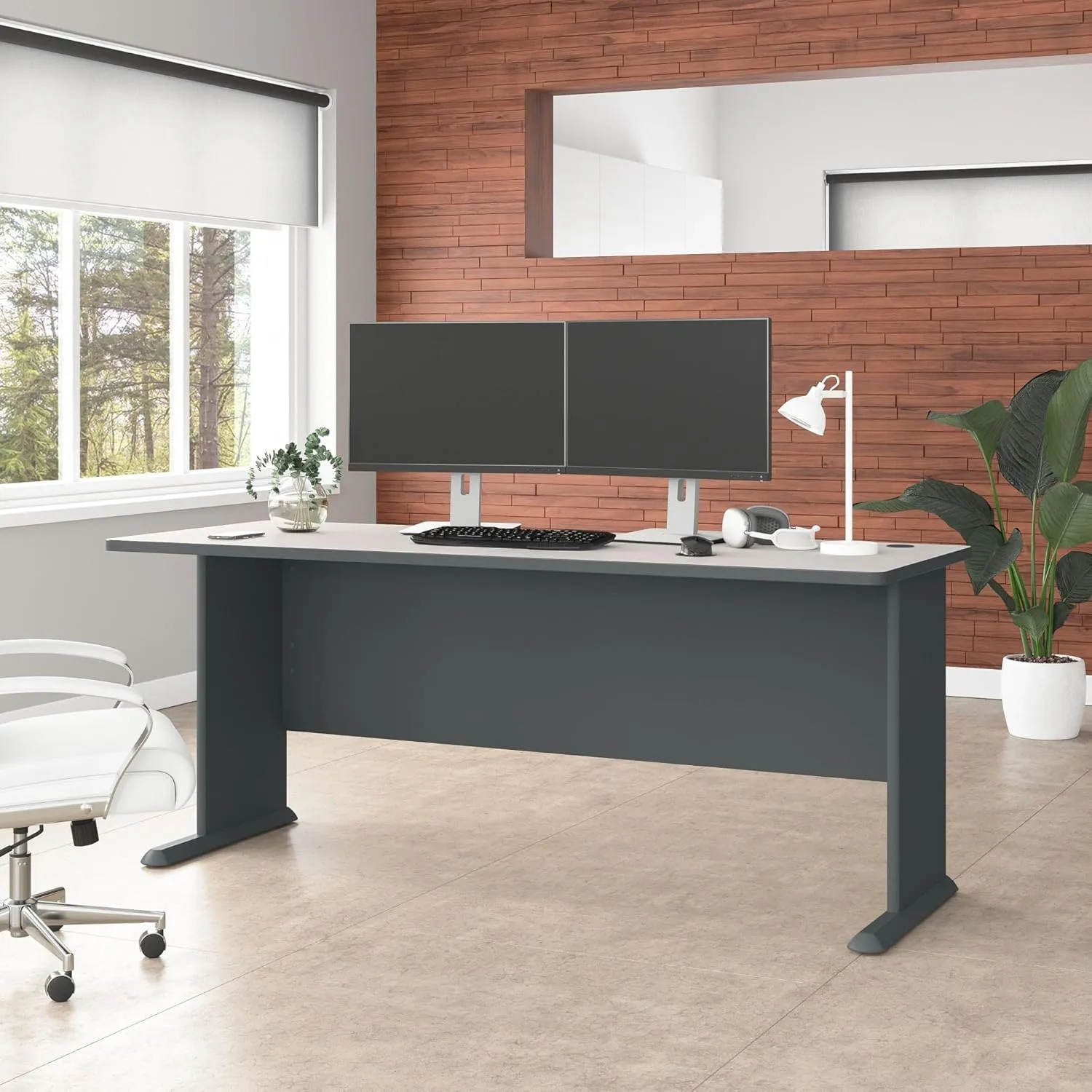 Bush Business Furniture Series A 72W Desk in Slate and White Spectrum