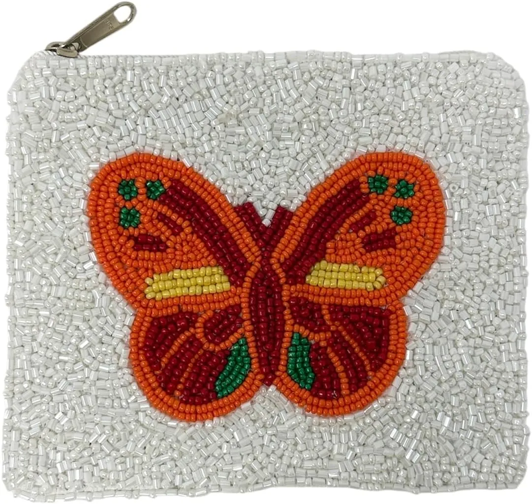 Butterfly Coin Purse Pouch, Coin Purse Pouch, Cute Coin Purse, Beaded Purse Friend Gift, Beaded Pouch Wallets for Her, Butterfly Gifts