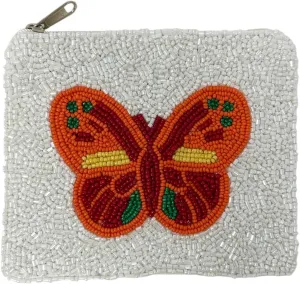 Butterfly Coin Purse Pouch, Coin Purse Pouch, Cute Coin Purse, Beaded Purse Friend Gift, Beaded Pouch Wallets for Her, Butterfly Gifts
