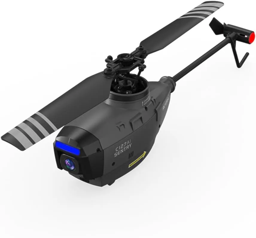 C127AI Scout Drone RC Helicopter with 1080P Camera, 2.4G RC 4CH Single-Rotor Brushless Helicopter Model With 6-Axis Gyro, Optical Flow Positioning (RTF Version/Black)
