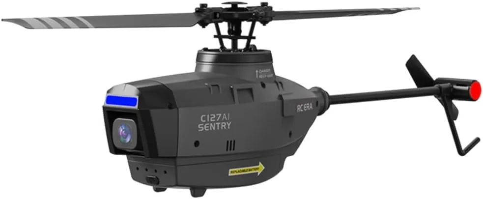 C127AI Scout Drone RC Helicopter with 1080P Camera, 2.4G RC 4CH Single-Rotor Brushless Helicopter Model With 6-Axis Gyro, Optical Flow Positioning (RTF Version/Black)