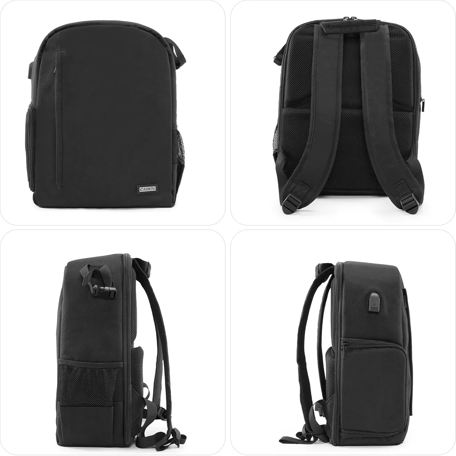 CADeN Camera Backpack Bag for DSLR/SLR Mirrorless Camera Waterproof with 15.6 inch Laptop Compartment, USB Charging Port, Tripod Holder, Rain Cover, Camera Case Compatible for Sony Canon Nikon Black L