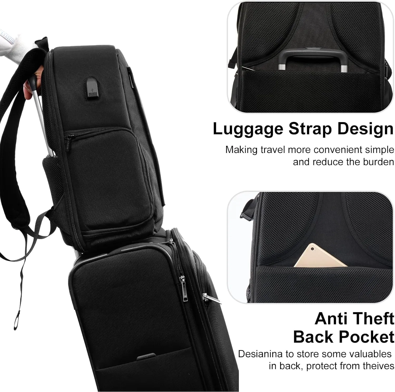 CADeN Camera Backpack Bag for DSLR/SLR Mirrorless Camera Waterproof with 15.6 inch Laptop Compartment, USB Charging Port, Tripod Holder, Rain Cover, Camera Case Compatible for Sony Canon Nikon Black L