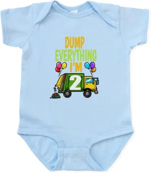 CafePress Garbage Truck Birthday Kids Boy 2Nd Birt Body Suit Cute Infant Bodysuit Baby Romper