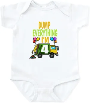 CafePress Garbage Truck Birthday Kids Boy 4Th Birt Body Suit Cute Infant Bodysuit Baby Romper