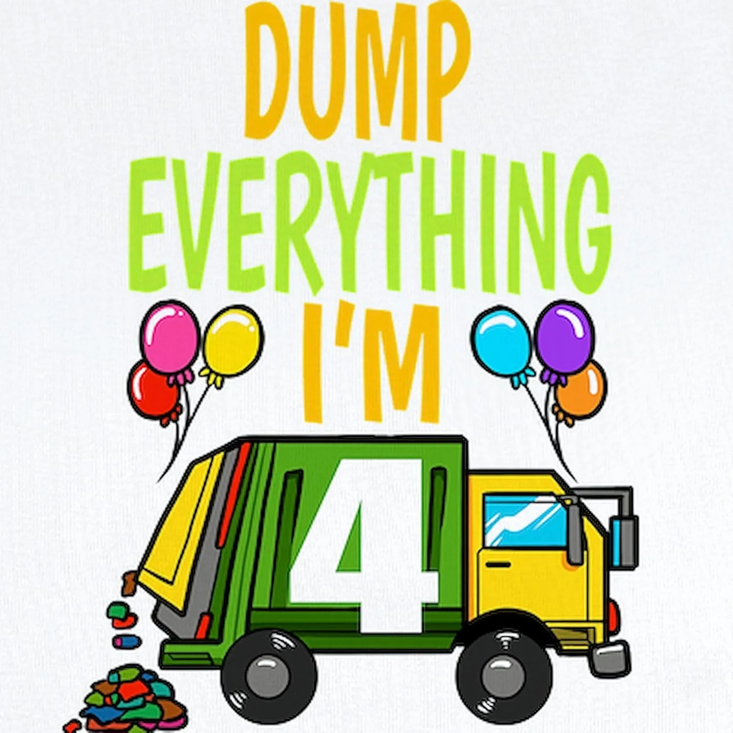 CafePress Garbage Truck Birthday Kids Boy 4Th Birt Body Suit Cute Infant Bodysuit Baby Romper