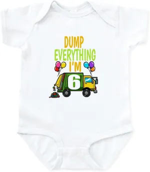 CafePress Garbage Truck Birthday Kids Boy 6Th Birt Body Suit Cute Infant Bodysuit Baby Romper