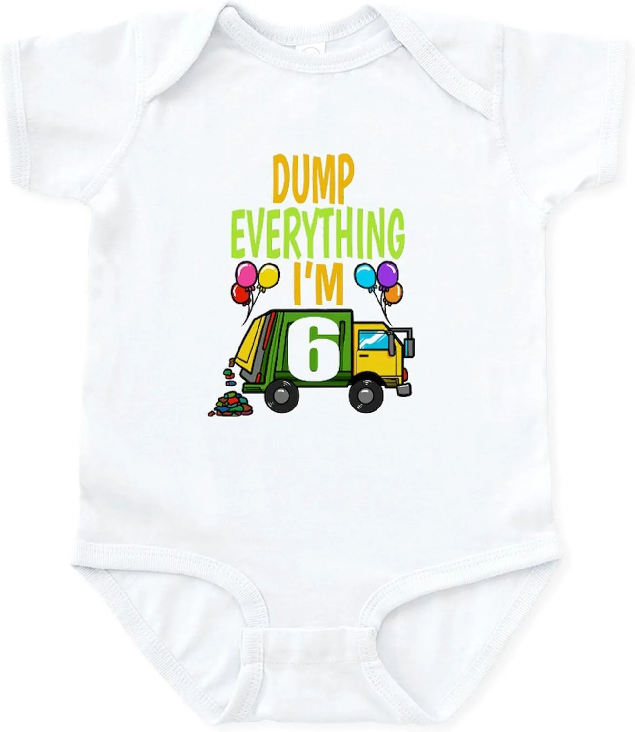 CafePress Garbage Truck Birthday Kids Boy 6Th Birt Body Suit Cute Infant Bodysuit Baby Romper