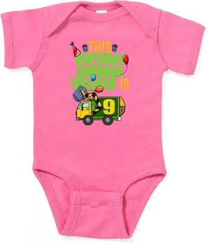 CafePress Garbage Truck Birthday Kids Boy 9Th Birt Body Suit Cute Infant Bodysuit Baby Romper Dark