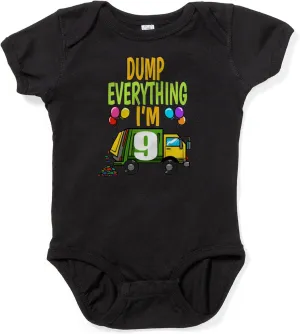 CafePress Garbage Truck Birthday Kids Boy 9Th Birt Body Suit Cute Infant Bodysuit Baby Romper Dark