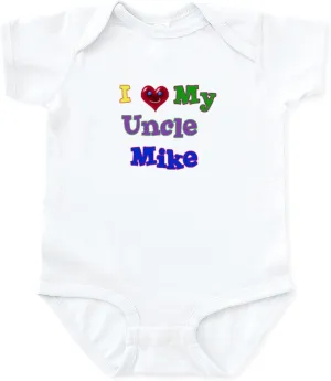 CafePress I Love My Uncle Mike Infant Bodysuit Cute Infant Bodysuit Baby Romper
