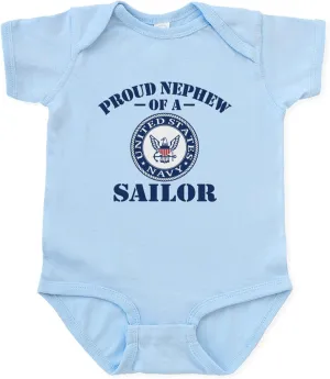 CafePress Proud Nephew of A US Navy Sailor Infant Bodysuit Cute Infant Bodysuit Baby Romper