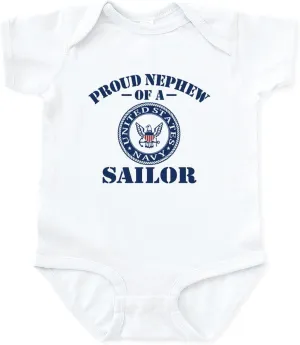 CafePress Proud Nephew of A US Navy Sailor Infant Bodysuit Cute Infant Bodysuit Baby Romper