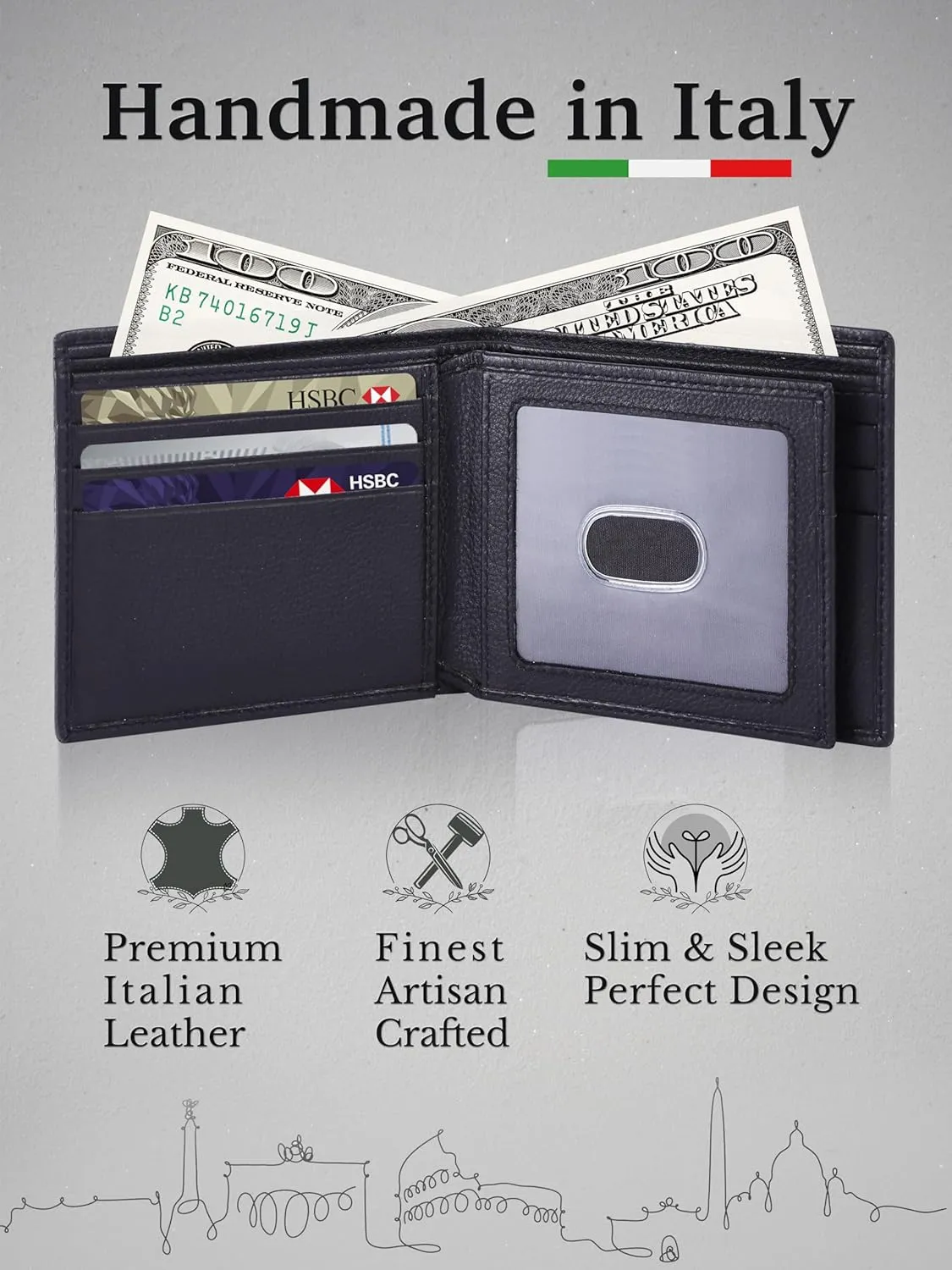 CALGARI® Italian Luxury Leather Wallets For Men | Bifold