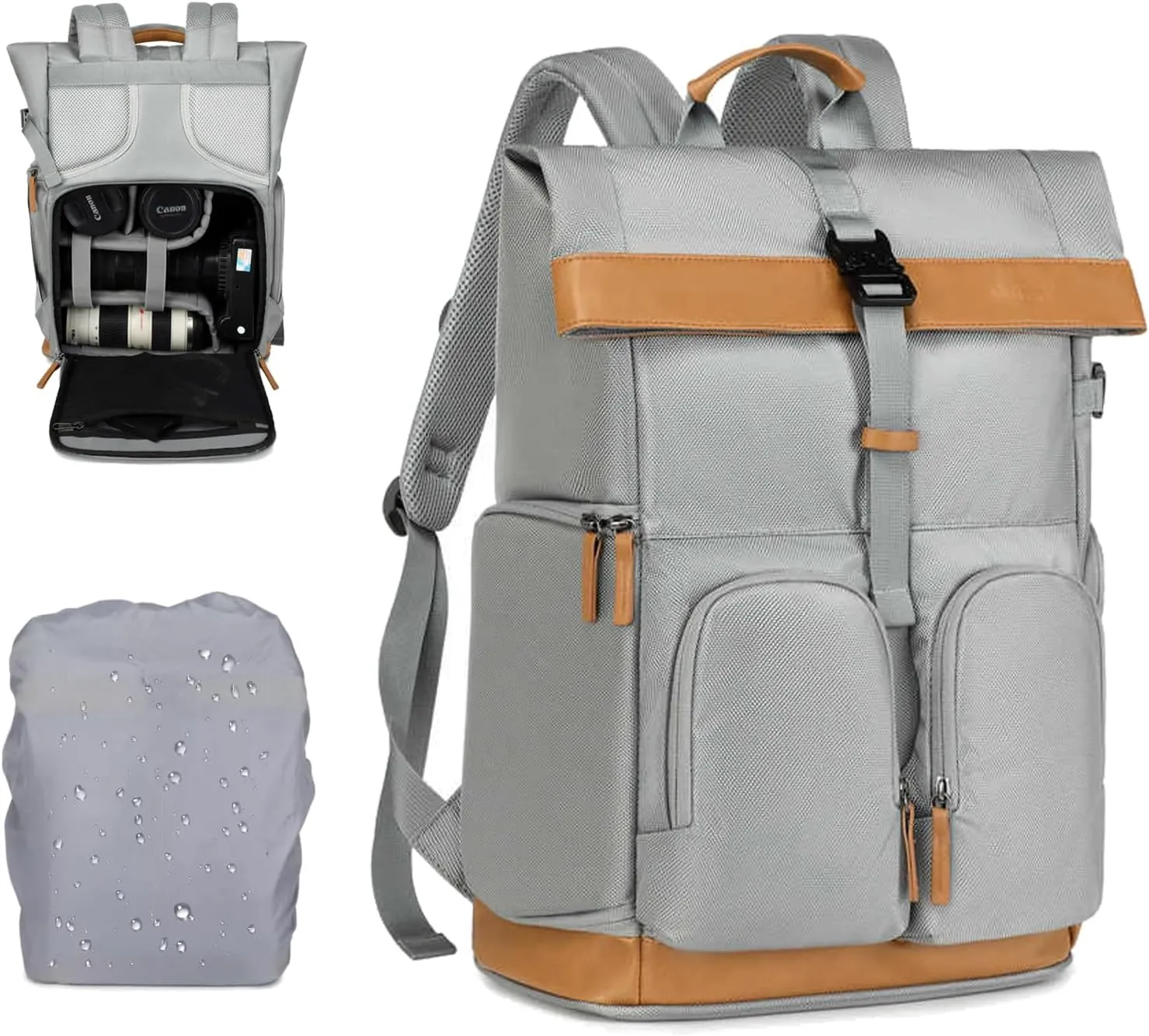 Camera Bags for Photographers,Professional DSLR Camera Bag with Waterproof Rain Cover and Laptop Compartment,Photograhy Backpack Case (Black)