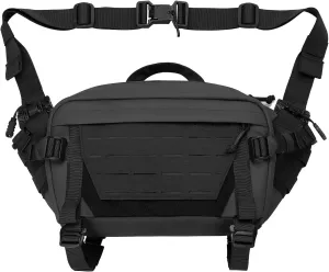 CamGo Tactical Shoulder Bag Molle Crossbody Messenger Bag Military Utility Hip Belt Bags for Outdoor Hiking Fishing Cycling Hunting (#01-Black)