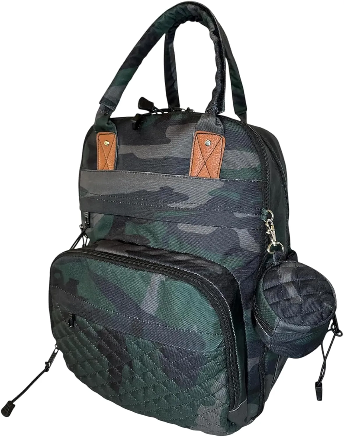 Camo Diaper Backpack - 1000 Denier Cordura Polyester Bag with Pacifier Pouch & Changing Pad - Comfortable Handle, Reinforced Padded Shoulder Straps - Easy-Glide Zippers Multiple Pockets Storage