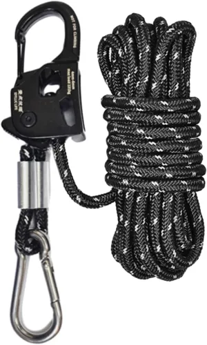 Camping Accessories Canopy Accessory Compact Size Portable Universal Self-Locking Tent Rope Tensioner with Carabiner Clip Outdoor Equipment Black