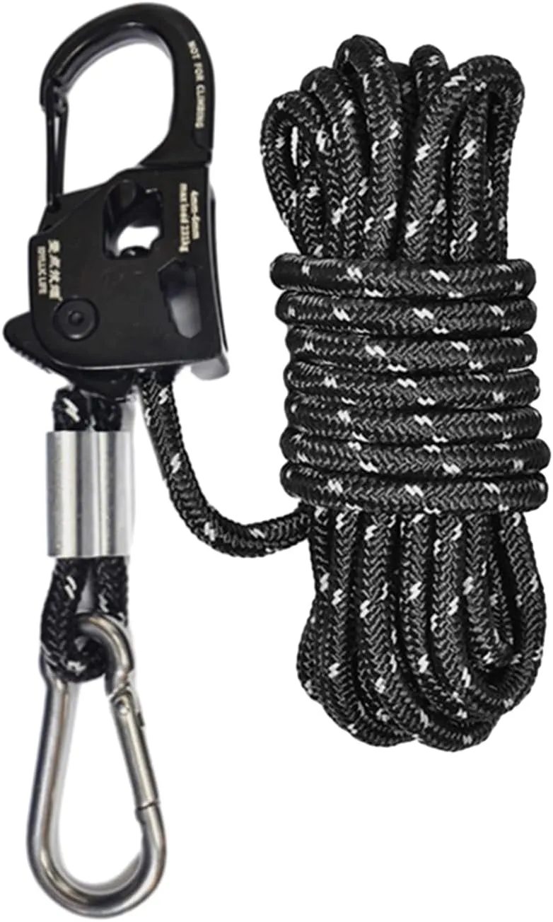 Camping Accessories Canopy Accessory Compact Size Portable Universal Self-Locking Tent Rope Tensioner with Carabiner Clip Outdoor Equipment Black