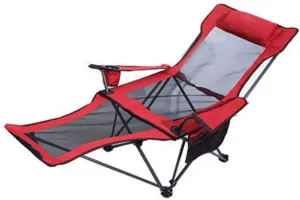 Camping Lounge Chair Folding Camping Chair with Footrest Portable Reclining Camping Chair Headrest Storage Bag Mesh Reclining Chair with Backpack